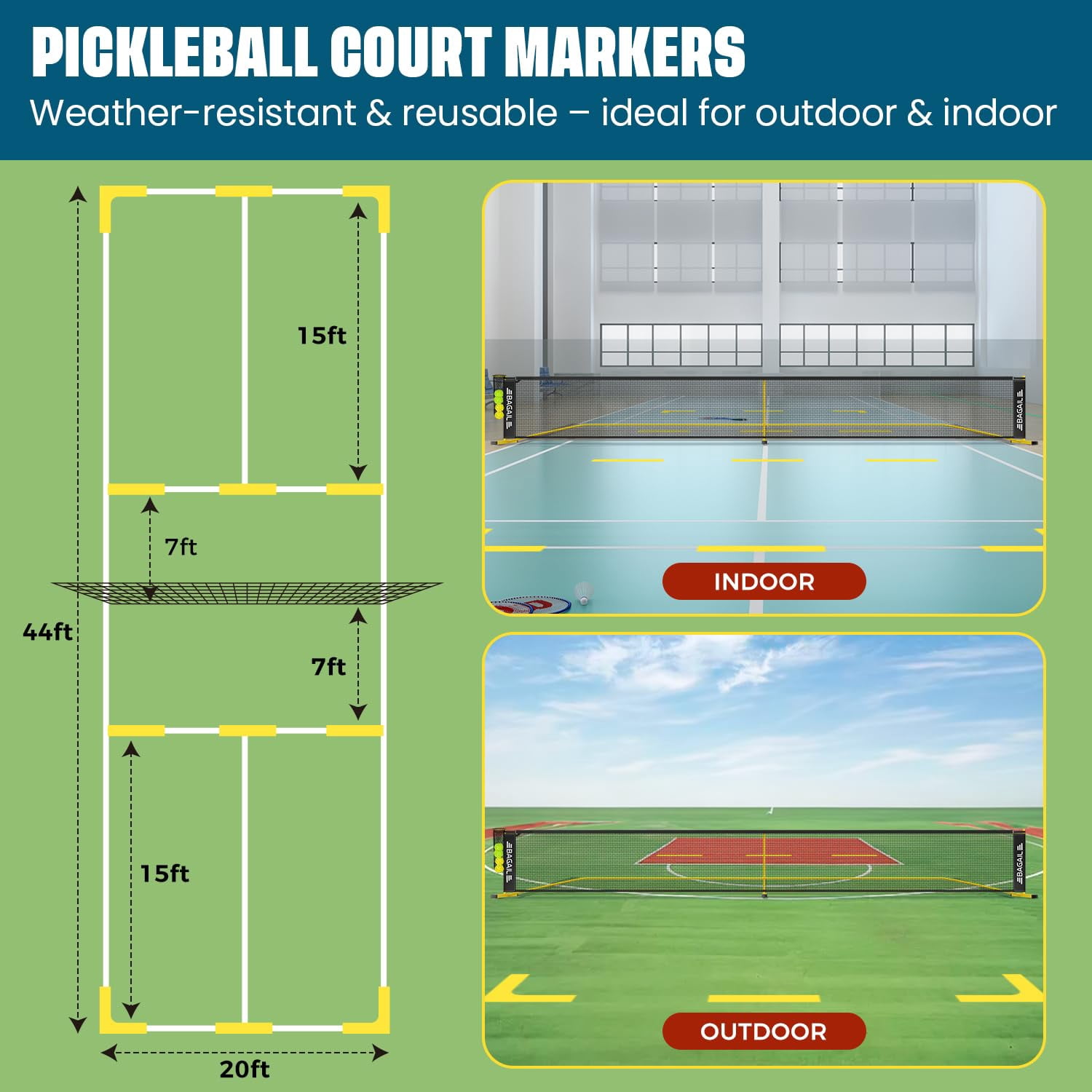 Portable Pickleball Net Set  22 Ft Regulation Size Pickle Ball With Collector 4 Balls And Carry Bag Easy Setup For Outdoor Indoor Driveway