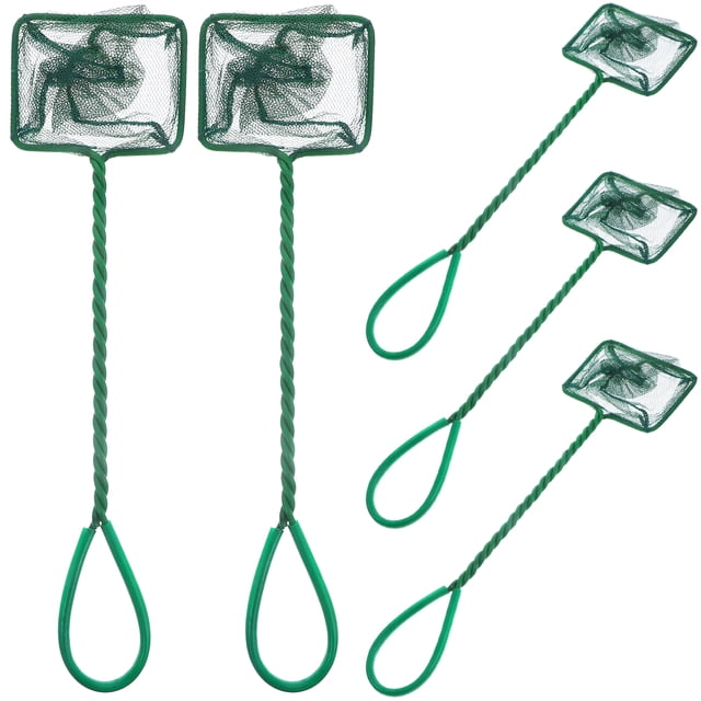 EeaseCA Durable Landing Net Unbreakable Tuck Net Aquarium Fish Tank Fishing Net (Green, 8 Inches, 5Pcs/Package)