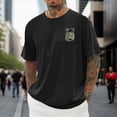 thumbnail image 2 of BUWTTED Mens T Shirts Short Sleeve Summer Beach Vacation Loose Fit Hawaiian Print Basic Crew Neck Graphic Tees Black L, 2 of 4