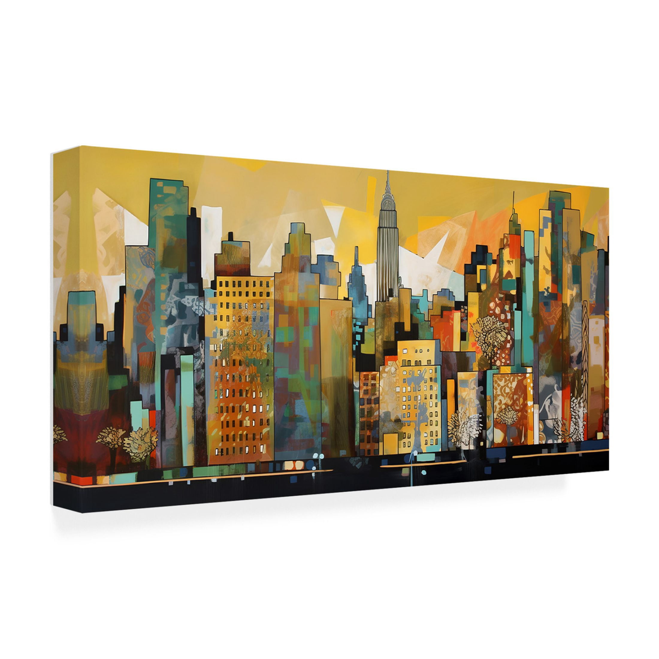 Canvas Wall Art - Ray Heere 'Pop Art New York Gold 8' Wall Art for Living Room, Bedroom, or Office Décor by Trademark Fine Art - 19 x 10 Inches