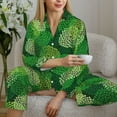 thumbnail image 6 of Vsdgher Green Flower Pajamas Set Long Sleeve Sleepwear Womens Button Down Nightwear Pj Sets-Medium, 6 of 7