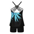 thumbnail image 4 of Women Plus Size Print Strappy Back Tankini Set Two Piece Swimsuits Swimdress, 4 of 4