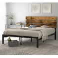 thumbnail image 2 of Sha Cerlin Dark Brown Queen Size Metal Platform Bed Frame with Wooden Headboard & Underbed Storage, Adult, 2 of 7