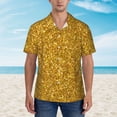 thumbnail image 2 of Fuzoiu Gold Glitter Print Hawaiian Shirt for Men, Summer Beach Casual Short Sleeve Button Down Shirts, Men’s Beach Summer Shirts with Pocket,X-Large, 2 of 7
