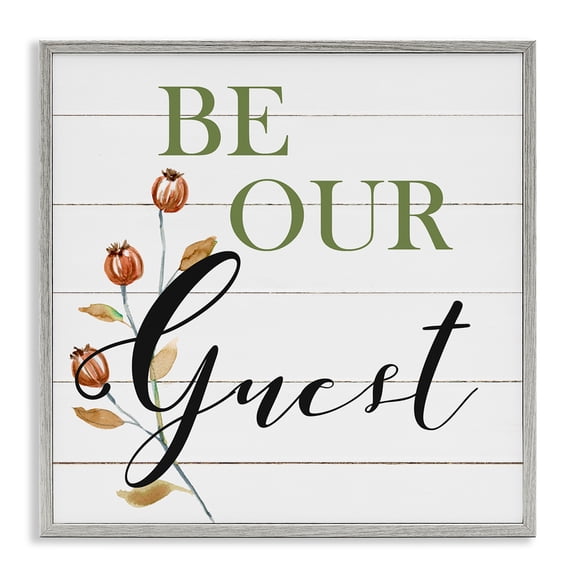 Stupell Industries French Country Be Our Guest Phrase Gray Framed Giclee Art, 17 x 17, by Carol Robinson
