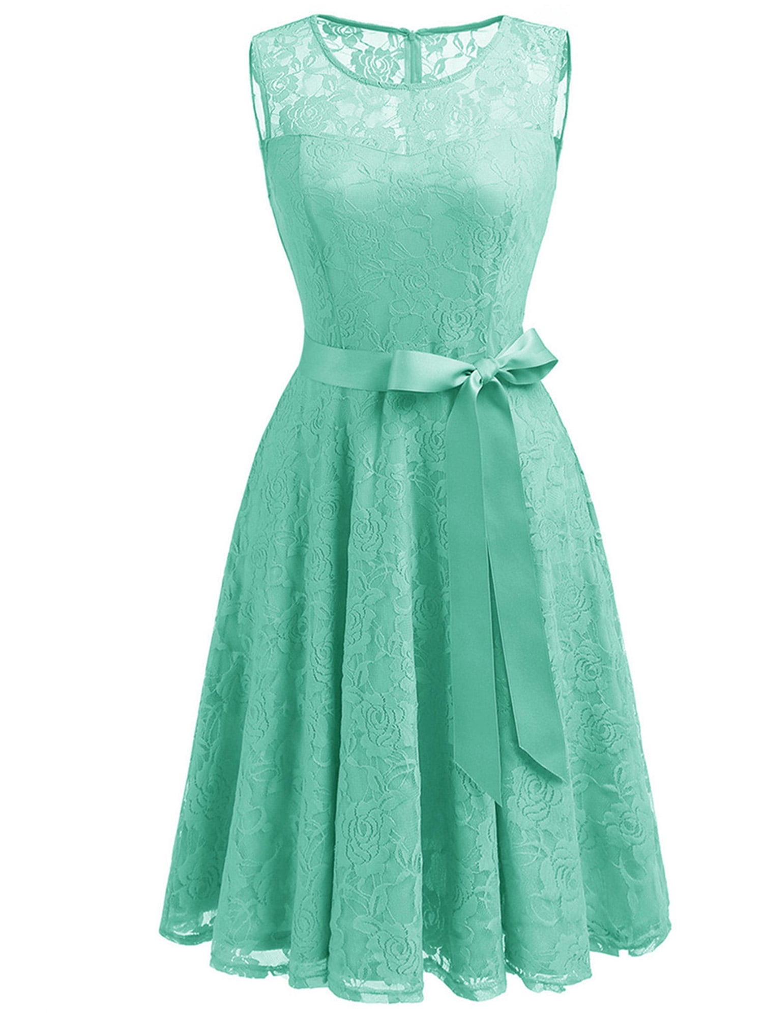 Bagail Bagail Women Midi Lace Dress Vintage Style Floral Dress Short