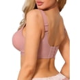 thumbnail image 3 of INSPIRE CHIC Women's V-Neck Mesh Full Coverage Wireless Soft Cup Wide Adjustable Straps Minimizer Bras M Pink, 3 of 5