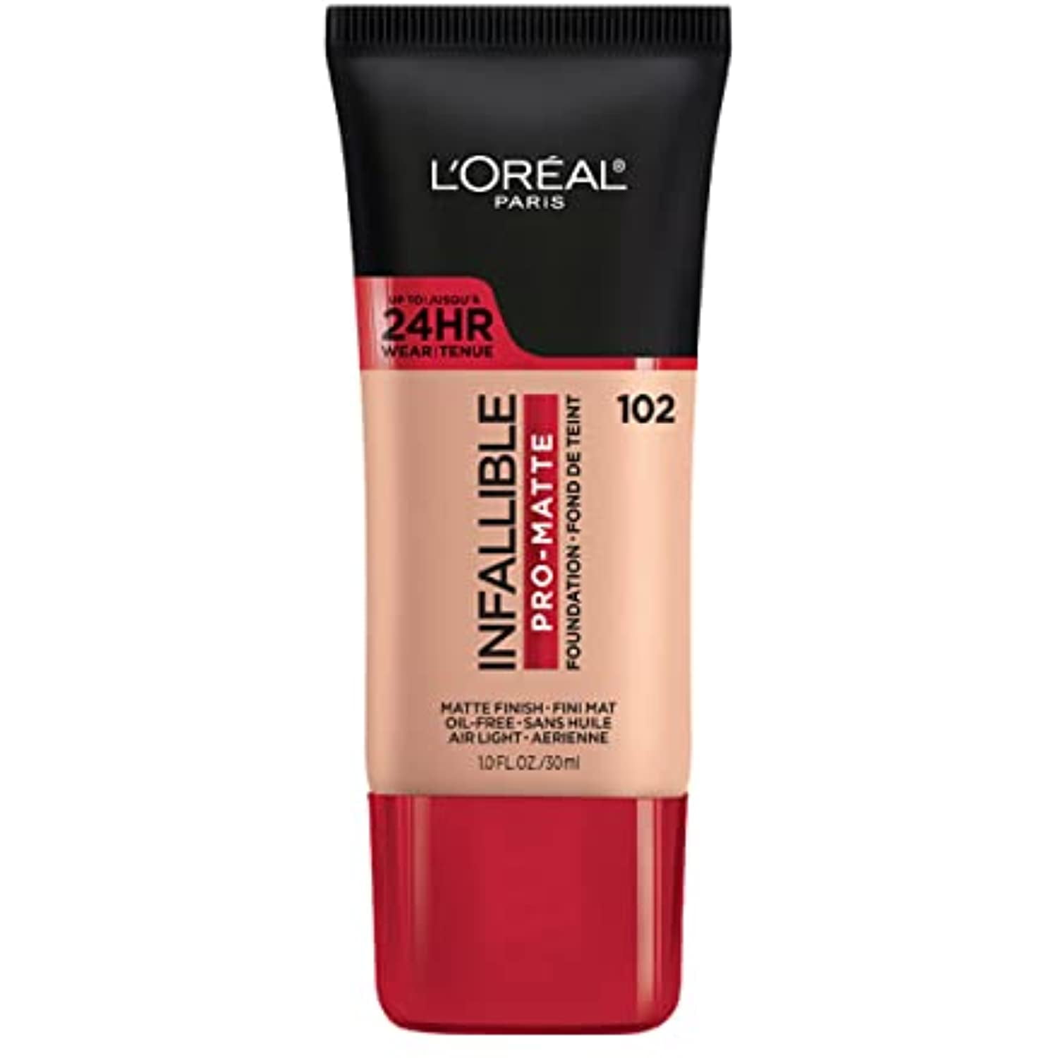 Loreal Paris K1828700 Infallible Pro-Matte Liquid Longwear Foundation Makeup, 102 Shell Beige, 1 Fl; Oz