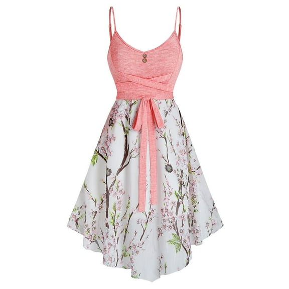 Ichuanyi Woman Dress, Summer Fashion Women Summer Casual Sleeveless Printed V-Neck Bandage Camis Dress