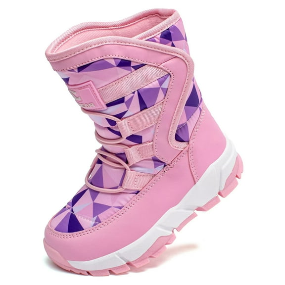 HOBIBEAR Kids Winter Snow Boots Boys Girls Waterproof Outdoor Warm Faux Fur Lined Shoes