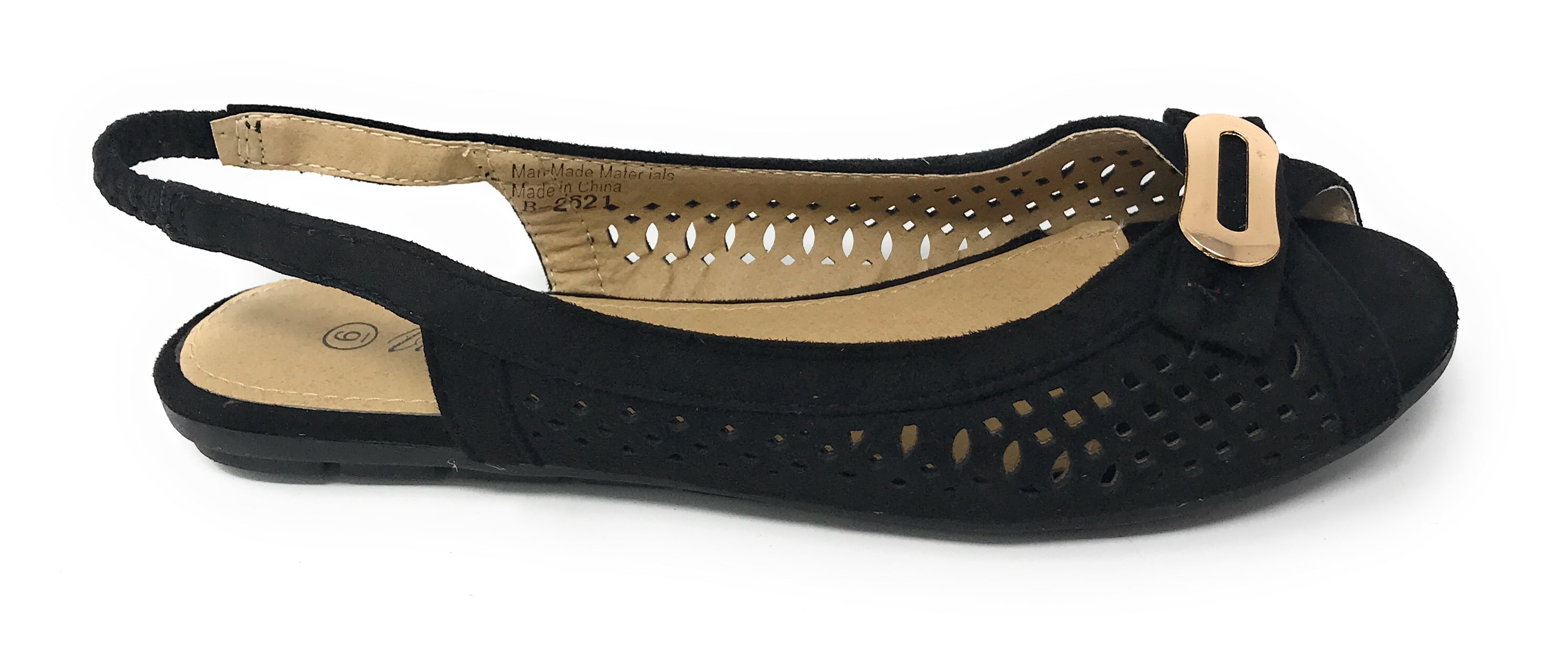Victoria K Women's Bow With Gold Buckle Ballerina Flats
