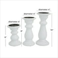 thumbnail image 3 of DecMode 3 Candle White Mango Wood Turned Style Pillar Candle Holder, Set of 3, 3 of 10