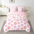 thumbnail image 2 of Manfei Pink Purple Daisy Bedding Comforter Set 7-Piece,Flower Floral Queen Bedding Sets,Cartoon Pattern Queen Sheet Sets For Kids,Lightweight Room Decoration Reversible, 2 of 7