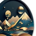 thumbnail image 3 of Designart "Golden Dreams Mountain Landscape I" Abstract Marble Metal Round Wall Art, 3 of 5