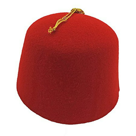 Red Felt Dr. Who Shriner Aladdin Fez Hat w/ Gold Tassel