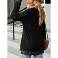 thumbnail image 4 of SHIBEVER Tops for Women Fall Casual Long Sleeves Blouses Blasic Soild Black Knit Tunic Lace Tops V Neck Loose T Shirt for Women Size M, 4 of 6