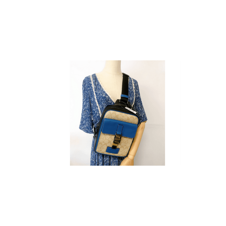 Coach (CH117) Khaki Blue Jay Colorblock Track Pack Shoulder