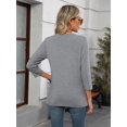 thumbnail image 2 of Tops TICTICMISS para mujer, manga 3/4, cuello en V, holgados, gris, 2 of 6
