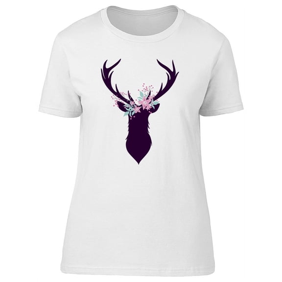 Cute Floral Deer Silhouette Tee Women's -Image by Shutterstock