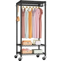 P6 Mini Rolling Clothes Rack , Clothing Racks for  Clothes, Freestanding Garment Rack with Wheels, Portable Closet Rack  Load 360LBS, 23.6''W x 14''D x 74.6''H, Black