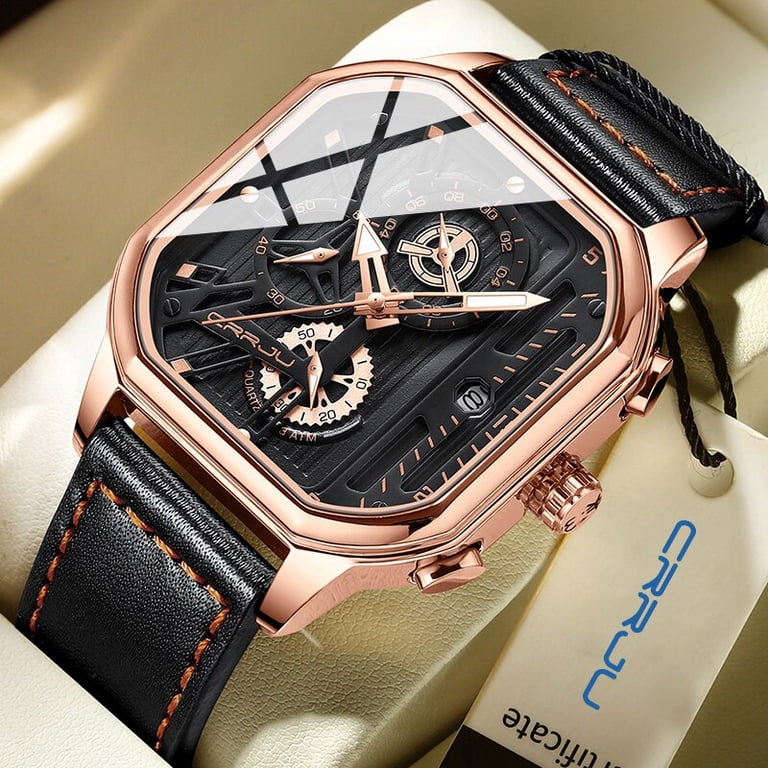 CRRJU New Mens Watches Top Brand Luxury Leather Casual  display picture 1