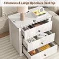 thumbnail image 3 of Modern Nightstand with Charging Station & 3 Drawers, 24 Inch Wide Bedside Table Set of 2 for Bedroom and Living Room, Large Storage End Table with Fluted Design, White, 3 of 13