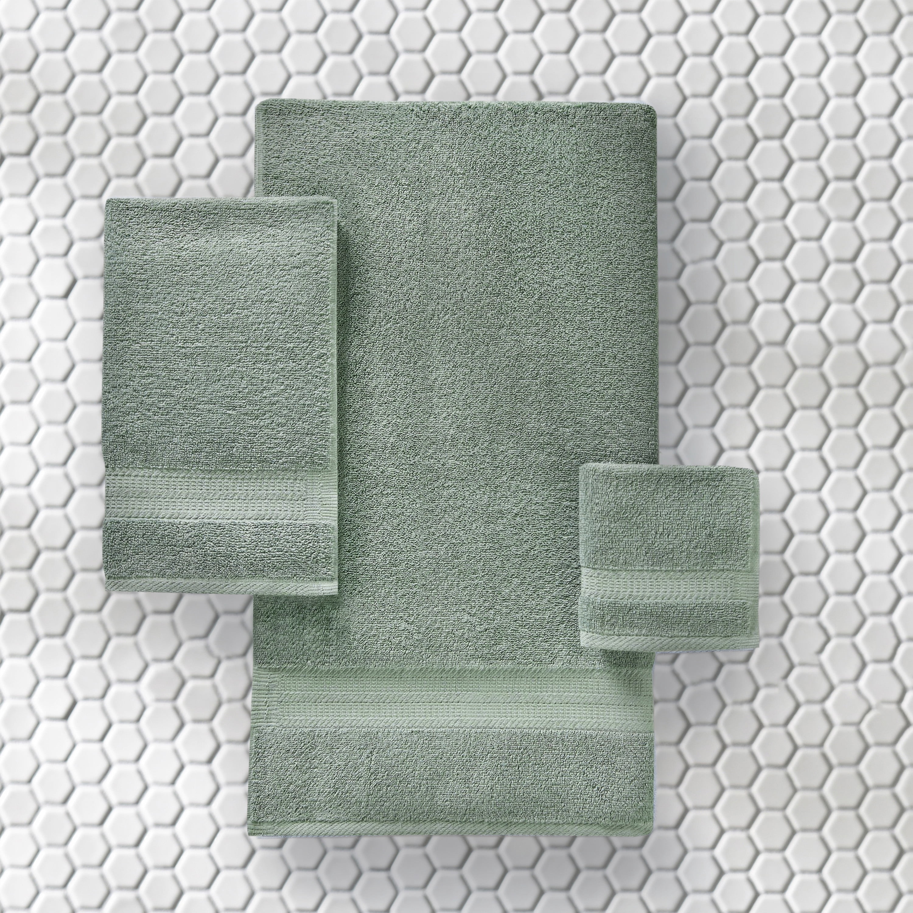 Better Homes & Gardens 6-Piece Bath Towel Set, Solid Green