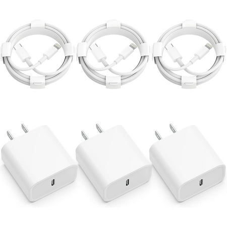 3-Pack iPhone 14 13 12 11 Fast Charger,【Apple MFi Certified】 20W PD USB C Wall Charger 6FT Cable Fasting Charging Adapter Compatible with iPhone 14Pro/13 Pro/12/12 Pro Max/11 Pro Max/XS Max/XS/XR/X/8