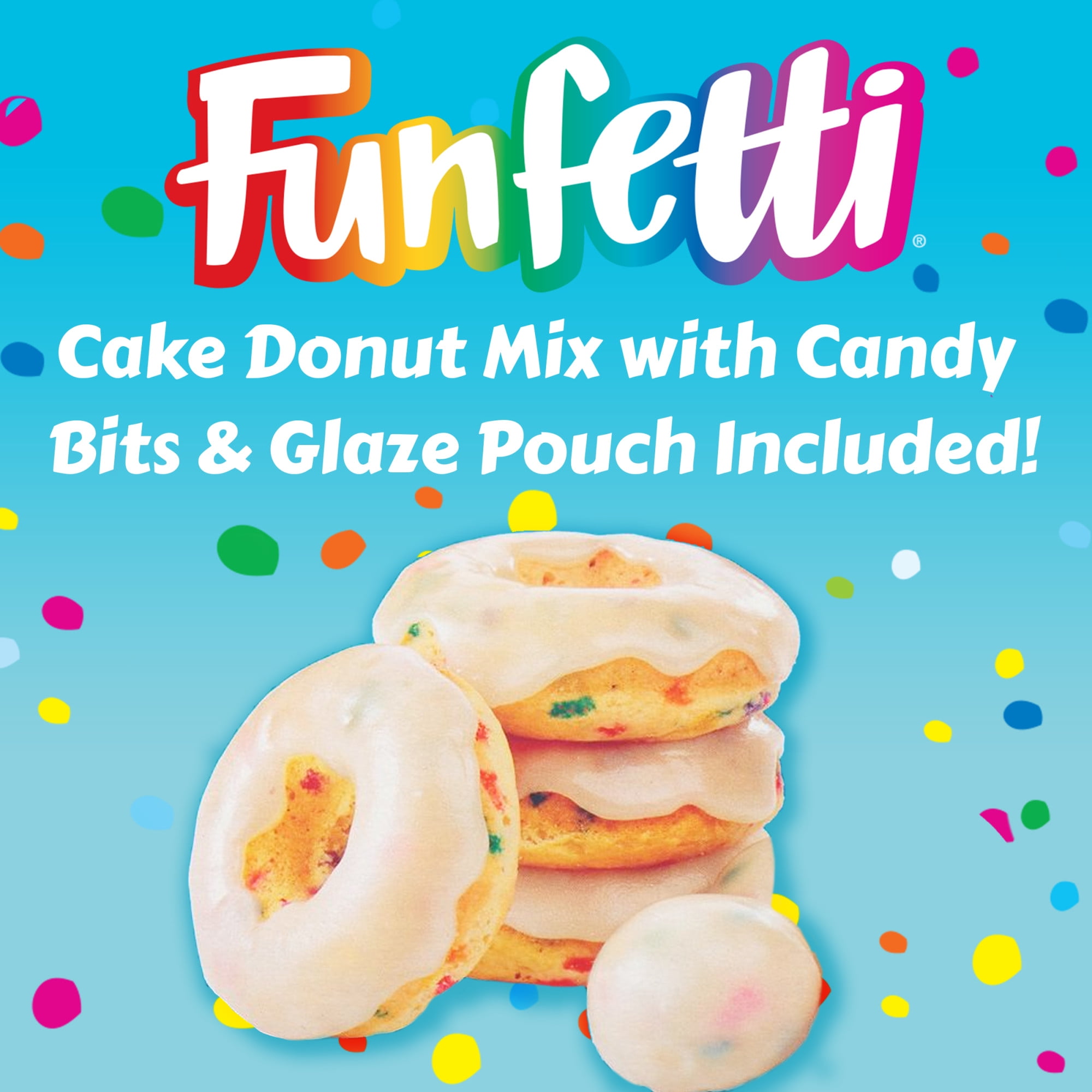 Pillsbury Funfetti Cake Donut Mix with Candy Bits, 16.2 oz Box
