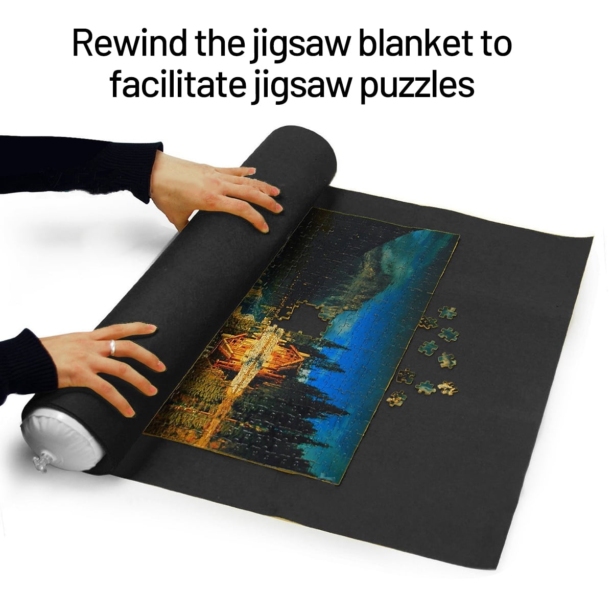 24''x46'' Puzzle Mat Jigsaw Blanket Kit Roll Up Puzzle Storage Felt Mat