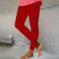 thumbnail image 2 of Feancey Soft Stretchy Leggings for Women Valentines Day High Waist Tummy Control Yoga Pants Cute Love Heart Print Seamless Workout Tights Red M, 2 of 7