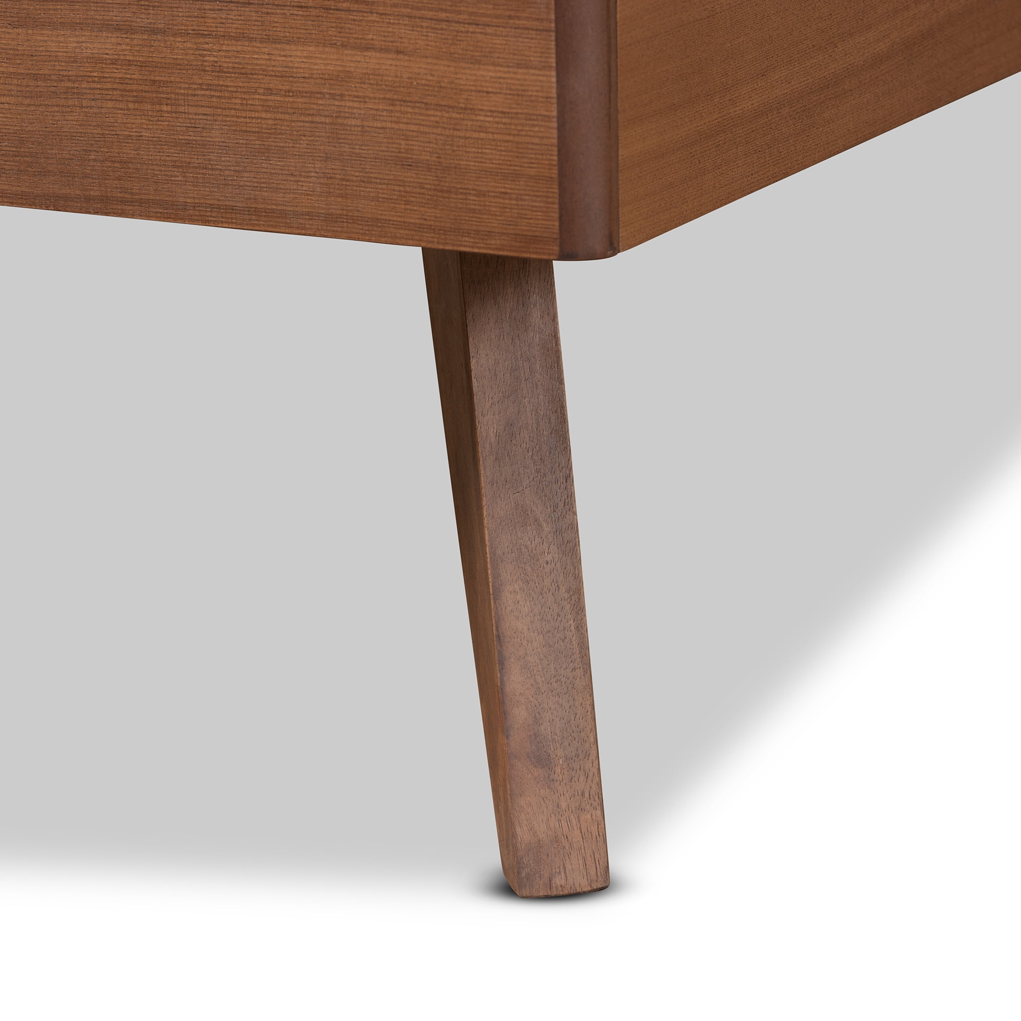 Baxton Studio Michi Modern Engineered Wood Slat Bed, Twin, Walnut Brown