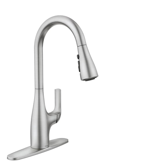 Moen Leesi Stainless Pulldown Kitchen Sink Faucet with Power Boost, Transitional Kitchen Faucet, One-Handle Single Hole High Arc, Easy Installation, Spot Resist Finish