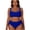 Blue, variant on Plus Size Swimsuit for Women Wrap Ruched Front Adjustable Side Strings Wide Strap Bathing Suit Two Piece Bikini Set, Brown XXL