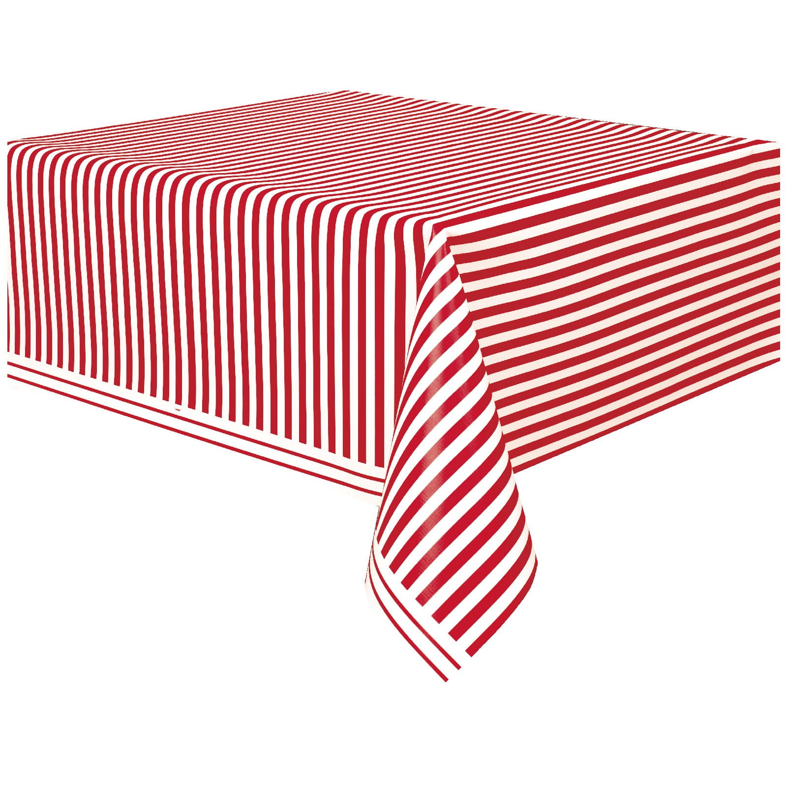 Red And White Striped Plastic Tablecover 