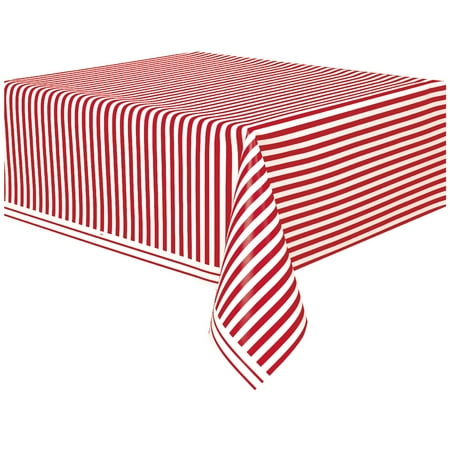 UPC 011179503001 product image for Red Striped Plastic Party Tablecloth, 108 x 54in | upcitemdb.com