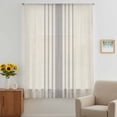 thumbnail image 3 of Grey Striped Sheer Curtains 45 Inches Long, Beige Geometric Modern Minimalist Light Filering Curtains, Breathable Simi Curtain Privacy Drapes for Kitchen Bathroom Lightweight Small Window Treatment, 3 of 9