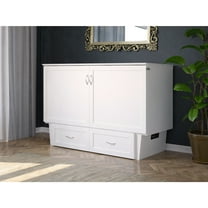 Murphy Bed Chest with Mattress & Charging Station - Space Saving Furniture - White Finish