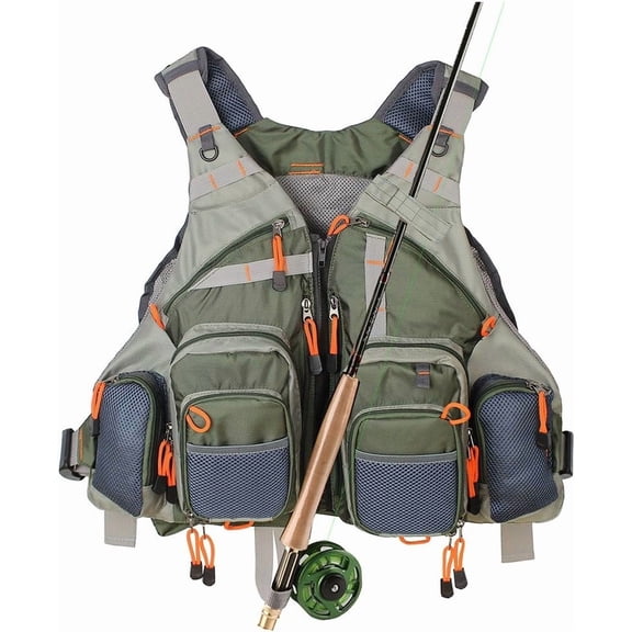 Fly Fishing Vest Pack Adjustable for Men and Women,Army Green