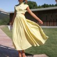 thumbnail image 4 of B91xZ Robe Grande Taille en Denim Mini Robe à Manches Longues, Jaune m, 4 of 5