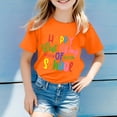 thumbnail image 2 of NINGMENG Hauts et T-Shirts pour Filles, Été, Rentrée Scolaire, Imprimé Lettre, Col Rond, Manches Courtes, Tee-Shirts Décontractés, Orange, 8-9 Ans, 2 of 4