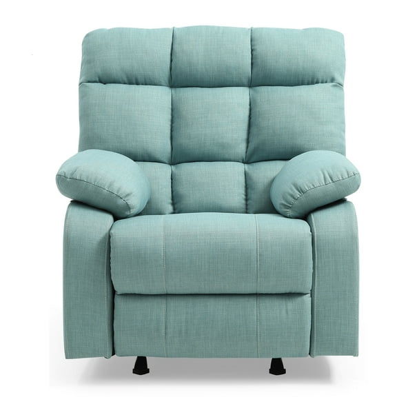 Contemporary Home Living Upholstered Reclining Chair with Padded Arms - 39" - Teal Blue
