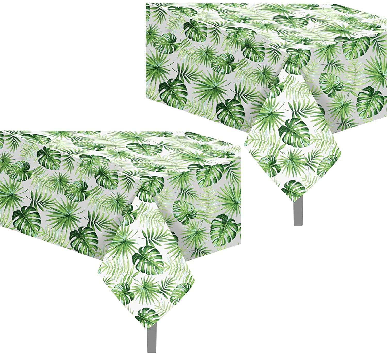 3 Pcs Hawaii Tropical Leaves Tablecloth Disposable Plastic Aloha Rectangular Table Covers 51x86 Inch Hawaiian Luau Table Covers for Aloha Tiki Party Supplies Summer Pool Tropical Party Decorations 