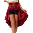 thumbnail image 3 of Runhomal Jupe Gothique Steampunk pour Femmes Jupe à Volants Victorienne Haute Basse Jupe Médiévale Renaissance Rouge TG, 3 of 7