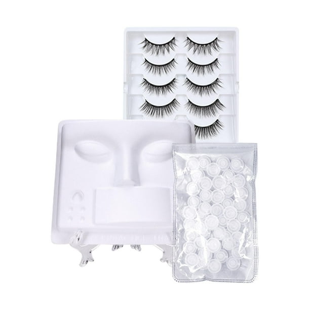 1x Bandeja de práctica facial Modelo de piel falsa Injerto de pestañas 3 en 1 para mujeres principiantes. Traje avanzado