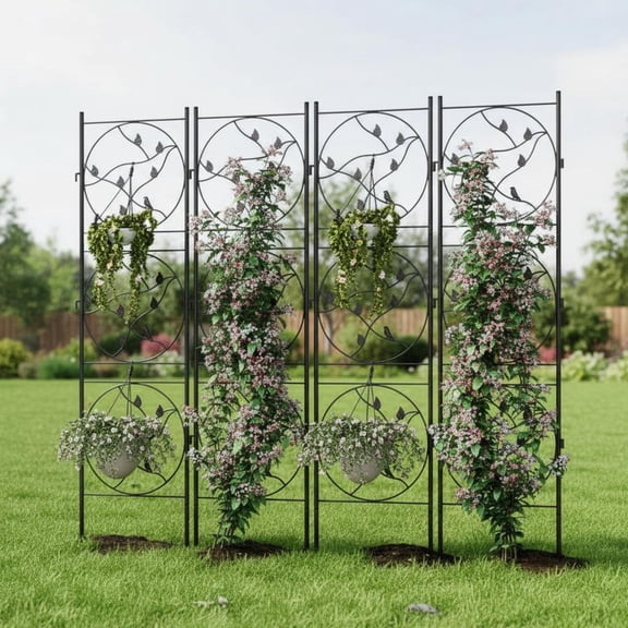 EuKer 4 Pack Metal Garden Trellis, 71.65" x 20.47" Heavy Duty Plant Support Trellis for Vines, Flowers, Black