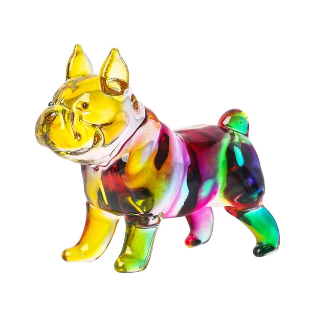 Escultura de perro bulldog francés multicolor para centros de mesa, manualidades y escritorio. vistoso