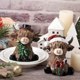 thumbnail image 4 of Christmas Desktop Resin Cow Statue with Poinsettia Tree and Candy Cane Gnome, Scottish Figurine for Cattle Enthusiasts, Ideal Holiday Gift Ornament, 4 of 5