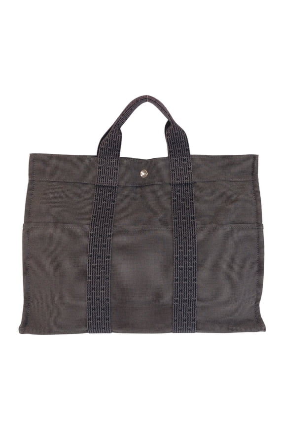 Pre-Owned HERMES Hermes Herline MM Grey Silver Hardware Polyamide Polyester Tote Bag Handbag...