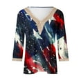 thumbnail image 5 of 4th of July Shirts Women, AKOEE Cotton T Shirts Plus Size Loose V Neck Tops Hollow Out Lace Trim Festive Tees (Large, Red 10), 5 of 5